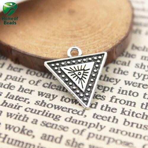 DIY Fashion Triangle Antique Silver Color Pendant For Jewelry Making Handmade 17x19mm (20 Pcs/lot) ZA1327