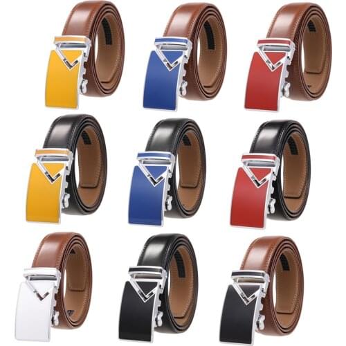 Genuine Leather Belt For Men Business And Leisure Automatic Alloy Buckle Mens Belts Luxury New Arrival Men Belts Black G343