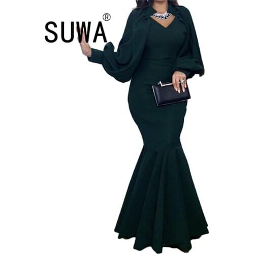 Sexy African Evening Maxi Dresses for Women Party Dress Dashiki Fishtail Gown Africa Clothes Plus Size Bodycon Christmas Robe