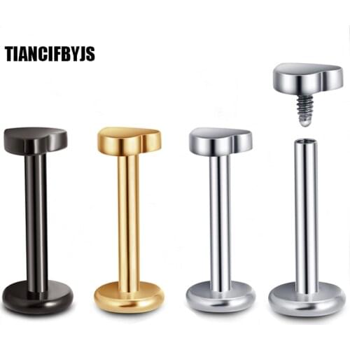 TIANCIFBYJS Ear Piercing Lip Body Labret Cartilage Helix Tragus mix 4 color Heart Barbell Bar Earrings Surgical Steel Ear Stud