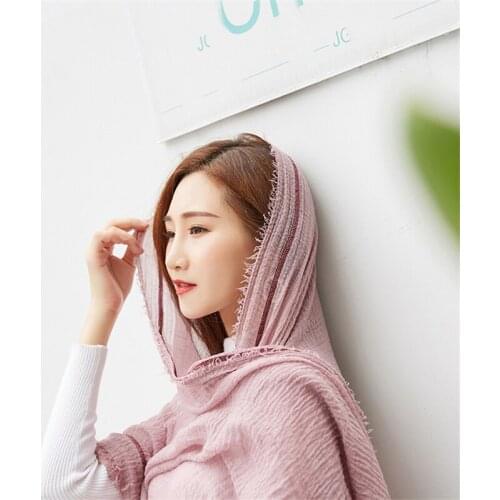 Sunscreen shawl solid color cotton and linen scarf women fashion beach towel travel gauze all-match four seasons commuting schal