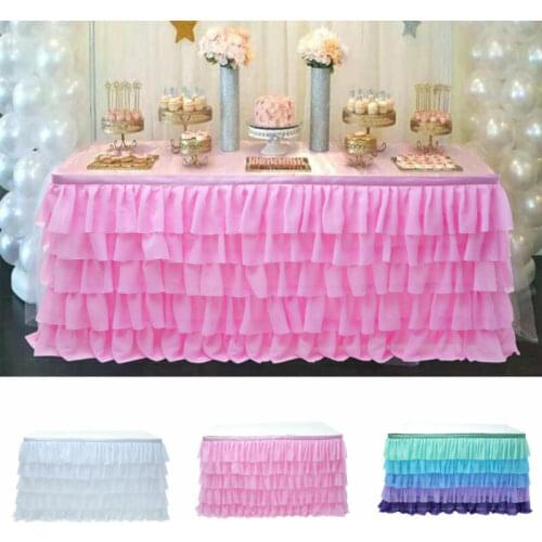 Table Skirt Chiffon Tulle Table Skirt Tableware Cloth Baby Shower Party Home Decor Table Skirting Birthday Party Table Skirt