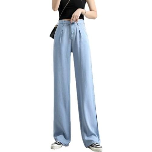 Jeans for Women 2021 New Summer Fashion Pants Tencel Denim Wide-leg Pants Womens Summer Thin Loose Drape Mopping Trousers
