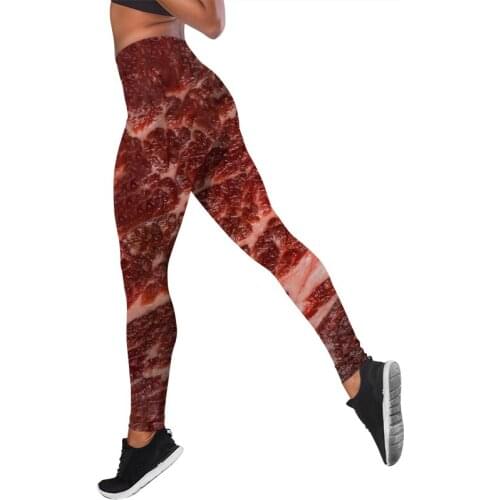Women Leggings Gourmet Steak Printing Sexy Yoga Suit Leggings Sportswear 3D Ladies Slim Fitness Clothes Sports Suit