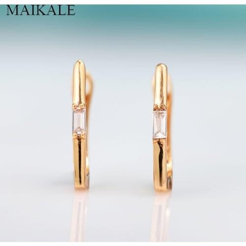 MAIKALE Exquisite Geometric Small Stud Earrings Gold Ear Studs Square Zirconia Earrings for Women Jewelry Fashion Gifts