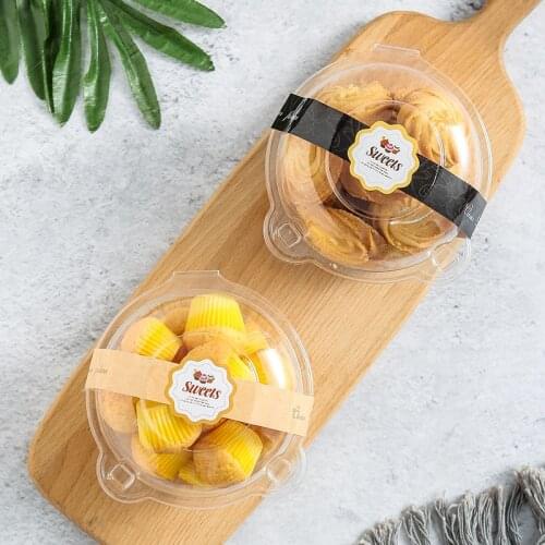 100pcs Net red disposable plastic food box transparent baking packaging biscuits round boxes small cake box dessert cup with lid