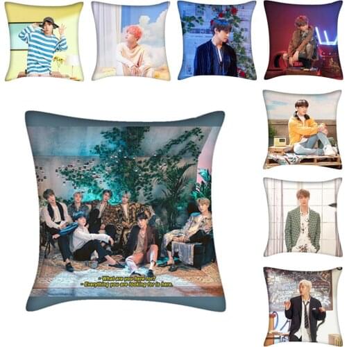 2pcs/lot Kpop Star Jungkook Jimin Rm Suga Jin V Jhope Double side Pillow Cushion Plush Toy Home Decoration Sofa Cushion Gift