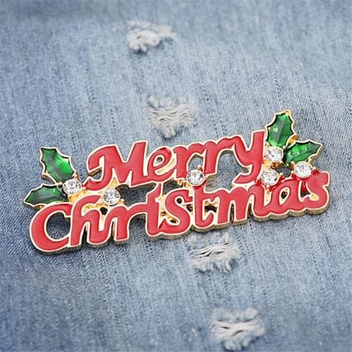 2020 New Year Christmas Crystal Brooches Kit Girls Cute Snowman Deer Tree Penguin Socks Pin Badges Xmas Brooch Pins Jewelry