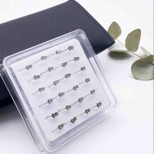 24 pieces of 925 pure silver nose accessories C shape Retro Old perfume lilies 10m ball puncture nose nose studs