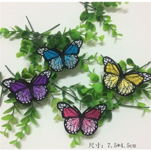 7.5*5cm mixed butterfly patches,wholesale fashion iron patches on cloth embroidered patches for apparel ornament