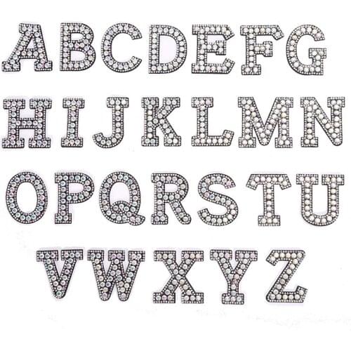 Diamond A-Z Letter Patch for Clothing Iron on Embroidered Sew Applique Cute Patch Fabric Badge Garment DIY Apparel Accessories