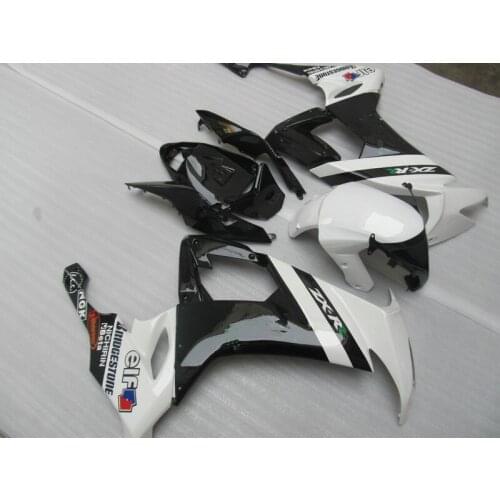 Free customize Fairing kits for Kawasaki ZX-10R 2008 2009 black white NINJA ZX10R 08 09 bodywork fairings set NA12