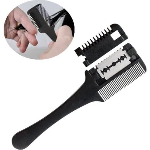 Two-sided Haircut Knife1pc Super Hair Razor Comb Black Handle Hair Razor Cutting Thinning Comb Home DIY Trimmer Hair Brush
