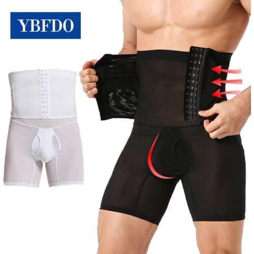 YBFDO High Waist Stretch Abdomen Tummy Control Underwear Men Compression Breasted Shorts Shaping belly Girdle Boxer Pants