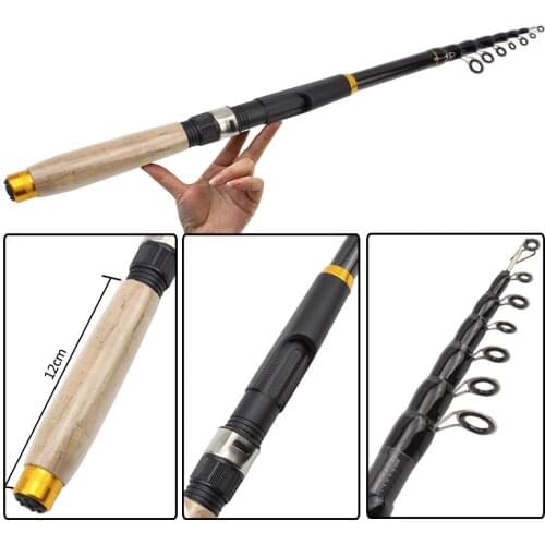 1.8m 2.1m 2.4m 2.7m 3.0m 3.6m Carbon Fiber fishing rod Super short pocket Portable Spinning pole telescopic fishing rod