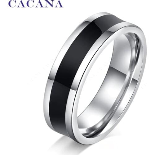 CACANA Stainless Steel Rings For Women Polishing Cool Black Fashion Jewelry Wholesale NO.R82