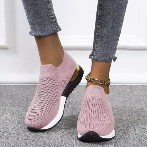 Women Shoes Knitting Sock Sneakers Women Lightweight Casual Slip On Flat Laides Shoes Woman Plus Size Loafers Walking Famela