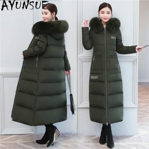 AYUNSUE Fashion High Quality Womens Down Jacket Real Fox Fur Collar Female Winter Parkas Women Coats Chamarras De Mujer 2020