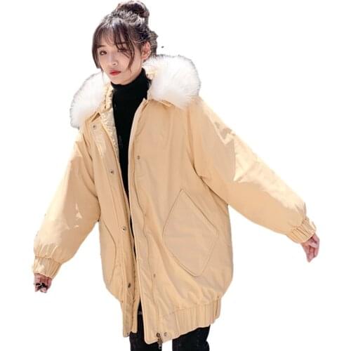 Women Clothing 2020 Winter Coat Women Parkas Hooded Collar Pocket Zipper Female Winter Jacket Solid Loose Warm Thick Women Coat