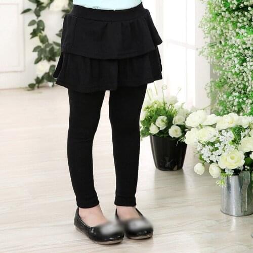 Spring Autumn Girls Leggings Toddler Solid Color Cotton Skirt-Pants Teenager Thicken Trousers Girl Leggings Casual Warm Clothing