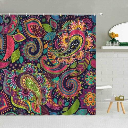 Fashion Color Floral Paisley Shower Curtains Creative Bohemian Pattern Polyester Fabric Bathroom Supplies Home Decor With Hooks