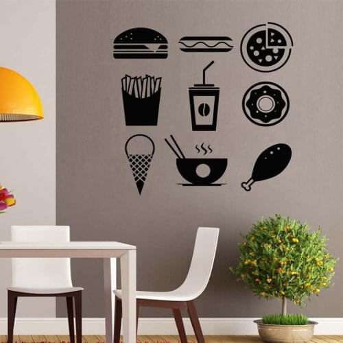 Wall Decal Burger Hot Dog Pastry Bakery Baked Goods Baked Products Vinyl Wall Sticker Window Fast Food Shop Interior Decor S936