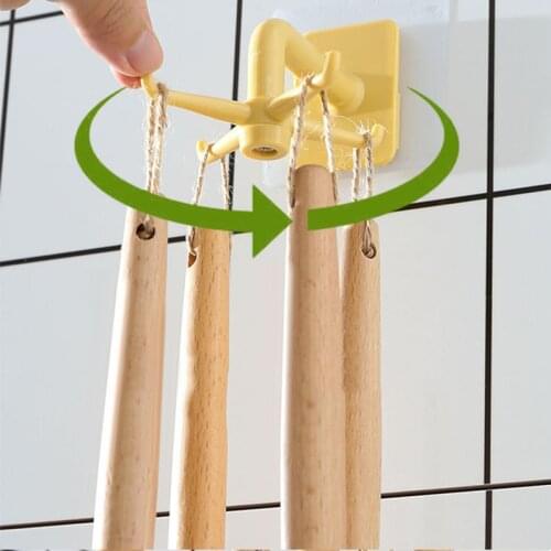Wall-mounted 360 Degrees Rotated Self Adhesive Home Kitchen Wall Door Hook Key Rack Kitchen Towel Hanger Storage Hooks Dropship