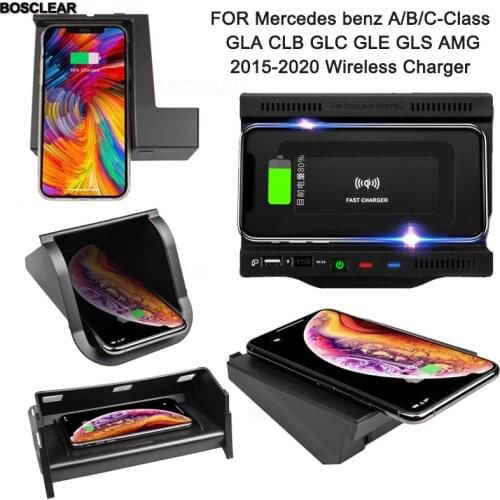 Nonslip Silicone Mat Car Dashboard Fast Charging Qi Wireless Charger FOR Mercedes Benz A/B/C-Class GLA CLB GLC GLE GLS AMG 15-20