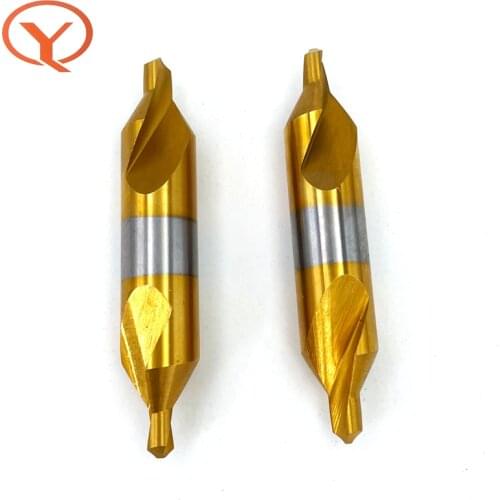 QIYE Center Drill Bit TiN Coated Metalworking Hole Drill 60 Degree Countersinks Angle Bit Metal Drill Bit HSS Metal Drill Bit