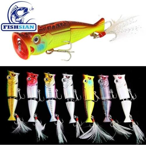 FISHSIAN Popper Fishing Lure Topwater Lure 11G Swimbait Top Water Lure Saltwater Lures Trolling Whopper Lure Bait Split Rings