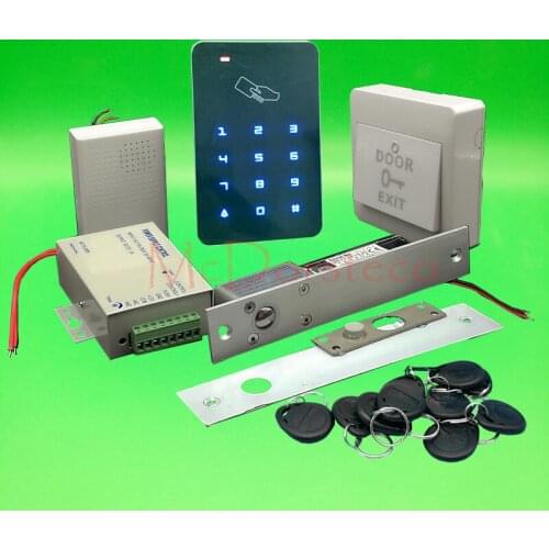 DIY Touch Keypad Access Control Complete 125khz Rfid Door Access control system Electric Bolt Lock Wood door Lock System