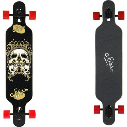 Sefulim 39"x9" Pro Complete Skateboard Skull Skateboard for Kids, Boys, Girls, Youths, Beginners