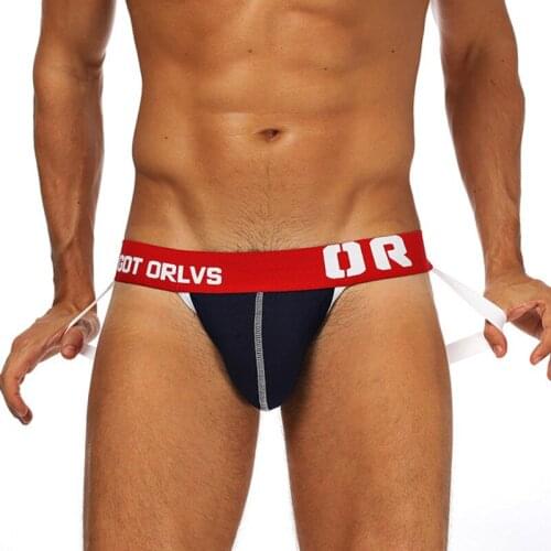 Breathable Cotton Sexy Jockstrap Mens Thong Underwear Gay Men G Strings Low Waist Man Bulge String Thongs Male Under Wear