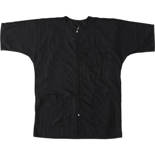 Labour Suit Short Sleeve Barbers Aprons Professional Zipper Salon Hair Stylist Apron With Pockets Waterproof Hairdresser Cape