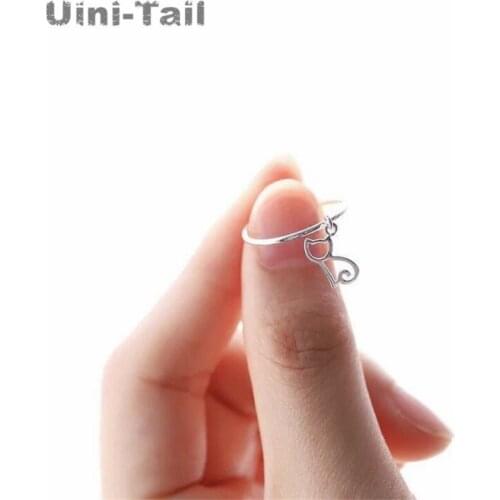 Uini-Tail hot new original design 925 sterling silver hollow cat opening ring cute fashion trend sweet animal jewelry gift ED228