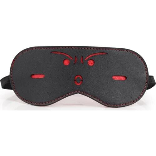 Adult Games Masks BDSM Bondage Erotic Sex Toys Black PU Leather Cartoon Face Eye Mask Shading Sleep Blindfold Sexy Decorations