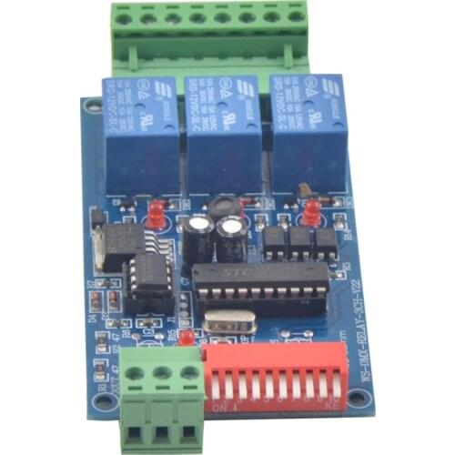 1Pcs 3CH Relay Controller DMX 512 Decoder RGB LED Strip Module Dump Node 5~24V WS-DMX-RELAY-3CH-BAN