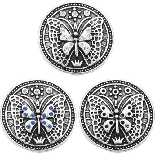 10pcs/lot New Snap Jewelry Metal Butterfly Snap Buttons Fit 18mm Snap Bracelet Leather Bracelet Button Jewelry