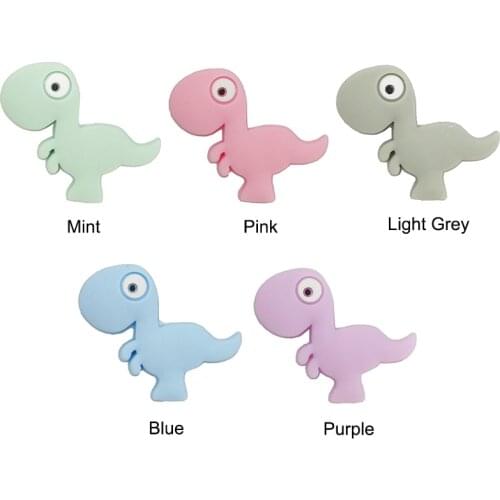 Chenkai 10PCS BPA Free Dinosaur Silicone Beads Baby Cartoon Teething Bead Food Grade For Baby Making Jewelry Necklace Gift