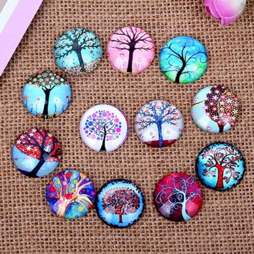 24pcs/lot New Beautiful Life Tree 12mm/14mm/16mm Round photo glass cabochon demo flat back Making Findings DIY Accessories