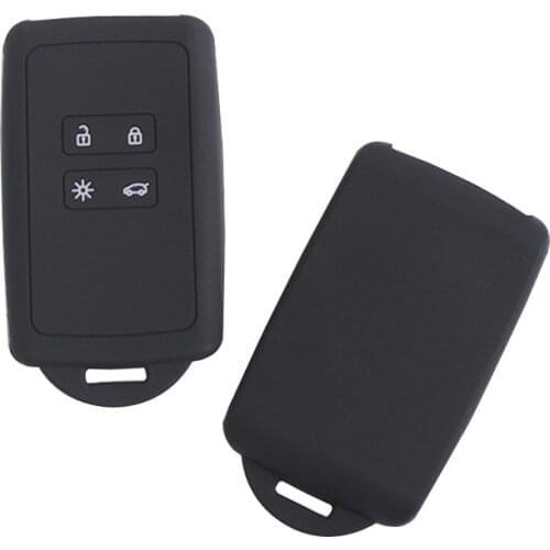 4 Button Silicone Key Case Cover For Renault Koleos Kadjar Megane Talisman Captur Espace Clio 2016 -2019key Ring chain Fob Shell