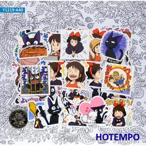 40pcs Kikis Delivery Service Anime Movie Cute Mini Diary Decal Stickers Pack for DIY Scrapbook Stationery Phone Laptop PAD Case