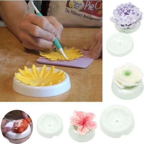White 6pcs button-shaped Fondant Flower Molding Drying Mold Fondant Forming Cups Dry Gumpaste Icing Decorating Kit Tools