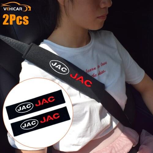 VEHICAR 2PCS Cotton Car Seat Belt Cover Seat Belt Pads For JAC Logo Knitting Driver Shoulder Protector Vehicle Accessories