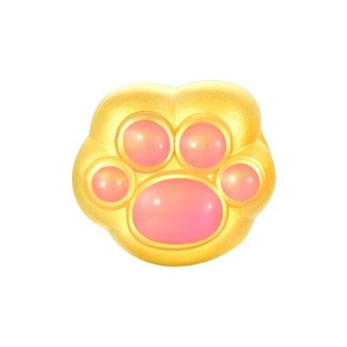 Pure 24K Yellow Gold Bracelet 999 Gold Cat Hand Cute Bracelet 3D Hard Gold Bracelet