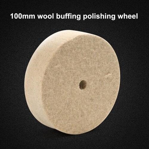 CHEERBRIGHT 1Pcs 100mm Wool Fabric Disc Polishing Buffing Wheels Pads for Wood Jade Jewelry Grinding Tool