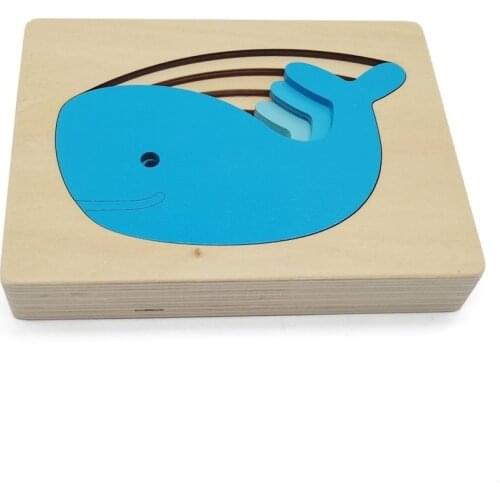 Wooden Montessori Material Toys Animals 3D Puzzle Whale Montessori Early Childhood Education Preschool Toy for Baby Gift K2566F