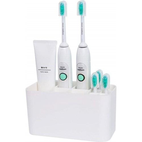 Bathroom Toothbrush Holder Easy-Store Detachable No Drill Wall Mount Toothpaste Dispenser Bath Stand Toothbrush Box Organizer