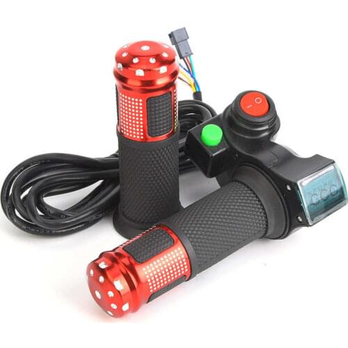 Electric Bike Voltage Display 1 Pair E-Bike Thumb Throttle Display Universal LED Voltage Display Twist Throttle for 12-99V Ebike