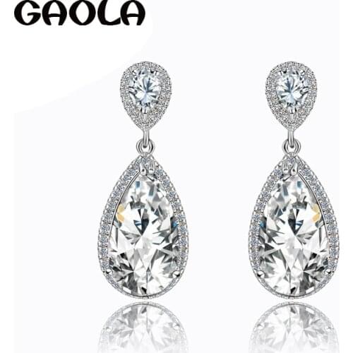 2016 Fashion High Quality Silver Plated Rhinestone Indian Style Accessories water Drop Earring Wedding Jewelry GLE1169
